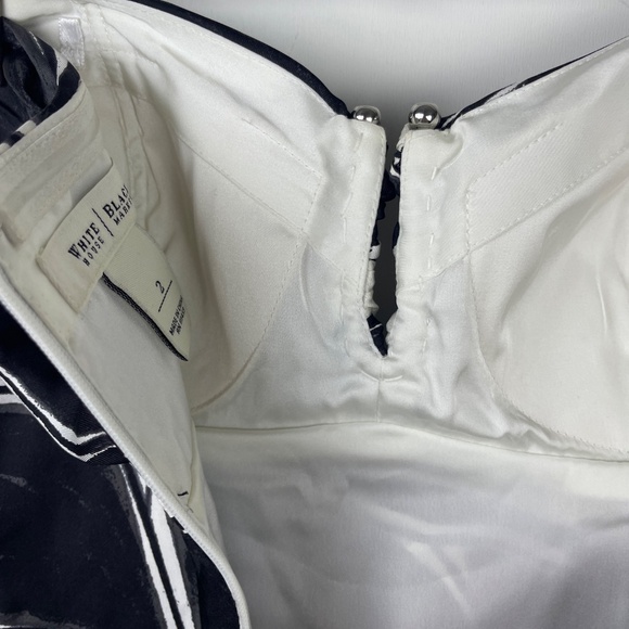 WHBM Strapless Black and White Leaf Silk Cocktail Dress - Picture 11 of 13